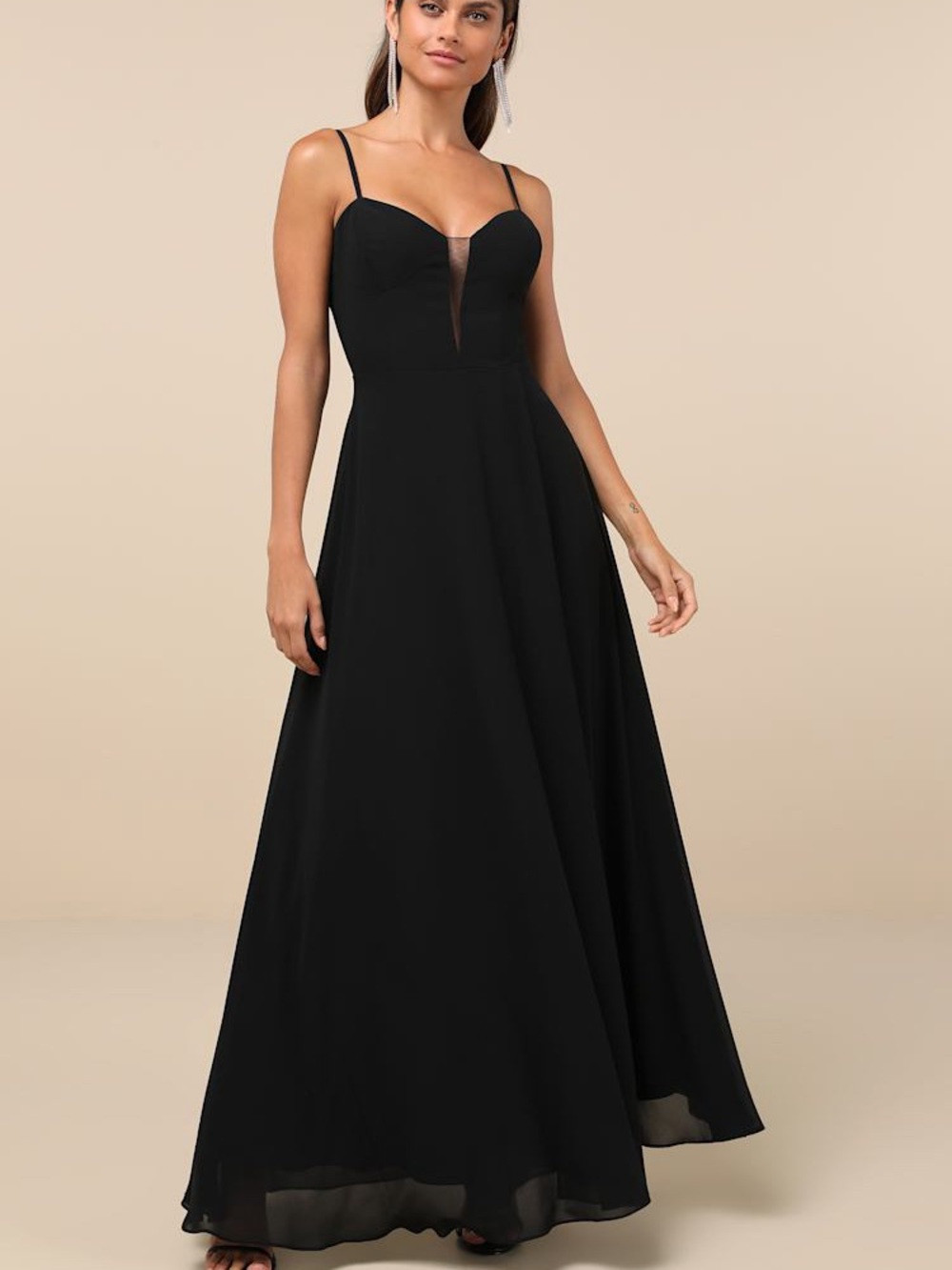 NWT Lulus Stunning Grace Black Cutout A-Line Maxi Dress